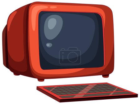 Bunter Vektor eines altmodischen Fernsehers und einer Tastatur