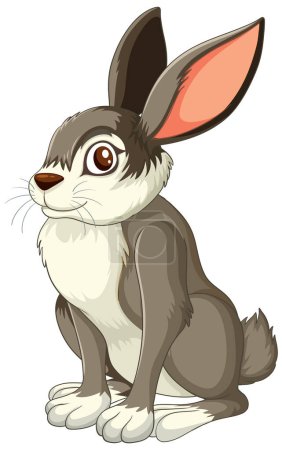 Ilustración de Adorable conejo vector sentado con atención - Imagen libre de derechos