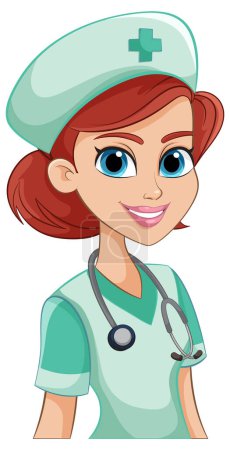 Illustration for Vector illustration of a smiling female nurse. - Royalty Free Image