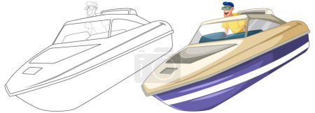 Illustration for Two speedboats with one containing a driver. - Royalty Free Image