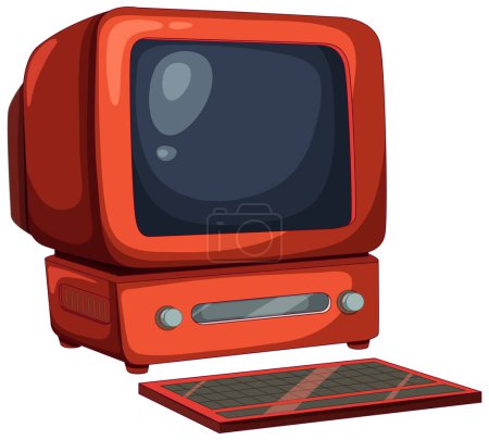 Téléchargez les illustrations : Illustration vectorielle d'une TV et d'un clavier vintage - en licence libre de droit