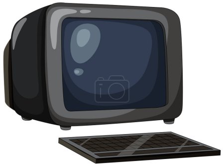 Illustration for Vector graphic of an old-fashioned TV and keyboard - Royalty Free Image