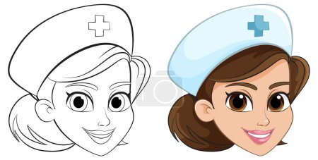 Ilustración de Ilustración vectorial de un personaje de enfermera sonriente - Imagen libre de derechos