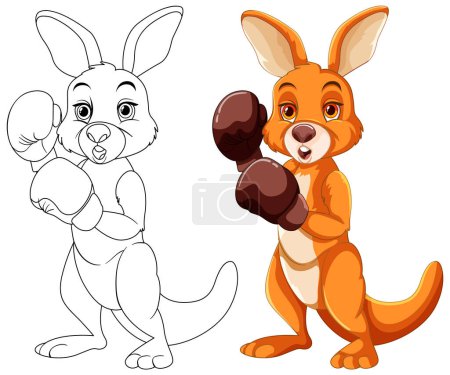 Illustration for Vector illustration of a kangaroo with boxing gloves - Royalty Free Image