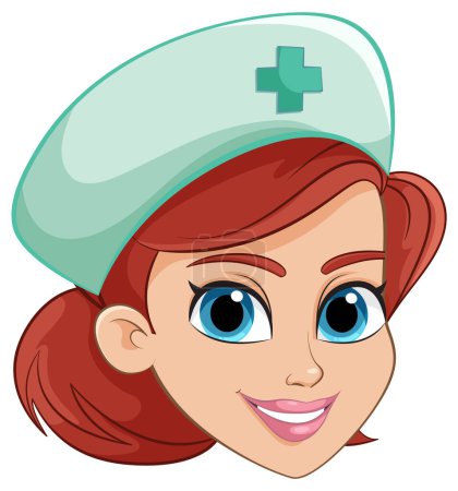 Téléchargez les illustrations : Illustration vectorielle d'un personnage d'infirmière souriante - en licence libre de droit
