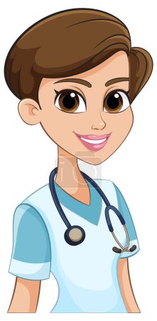 Ilustración de Dibujos animados de una enfermera sonriente vestida de médico - Imagen libre de derechos