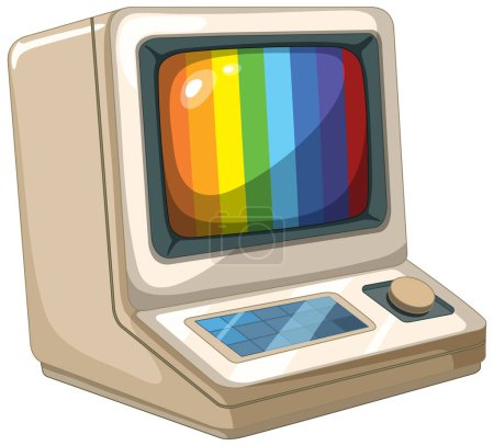 Oldtimer-Computer mit lebendiger Displayillustration
