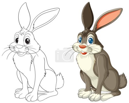 Ilustración de Ilustración vectorial de un conejo, coloreada y delineada - Imagen libre de derechos