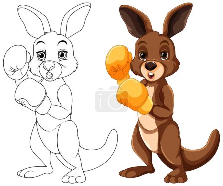 Illustration for Vector illustration of a kangaroo with boxing gloves - Royalty Free Image