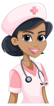 Téléchargez les illustrations : Illustration vectorielle d'une infirmière souriante - en licence libre de droit
