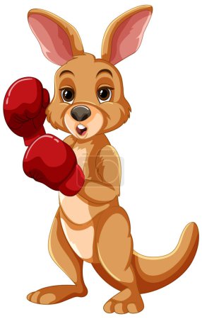 Téléchargez les illustrations : Mignon kangourou avec gants de boxe prêt à se battre - en licence libre de droit