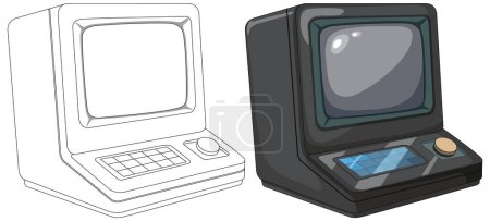 Zwei Stufen einer klassischen Computervektorillustration.