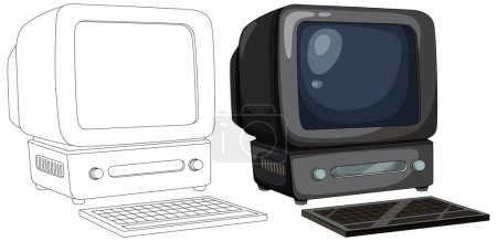 Illustration vectorielle des anciens et nouveaux téléviseurs