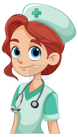 Illustration for Vector illustration of a smiling female nurse - Royalty Free Image