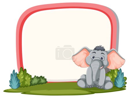 Illustration for Adorable elephant framed by a colorful arch. - Royalty Free Image