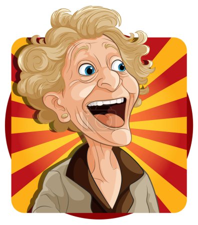 Ilustración de Ilustración vectorial de una anciana feliz sonriendo. - Imagen libre de derechos