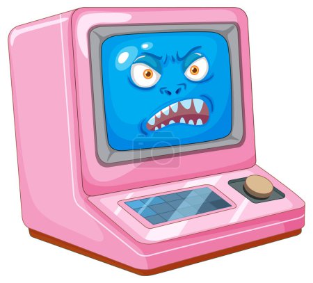 Vector illustration of a furious computer character