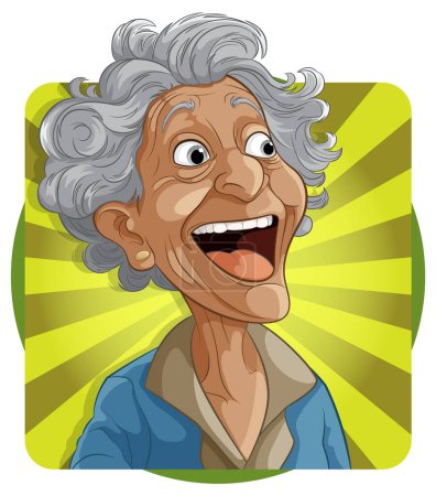 Téléchargez les illustrations : Illustration vectorielle d'une femme âgée heureuse et souriante - en licence libre de droit