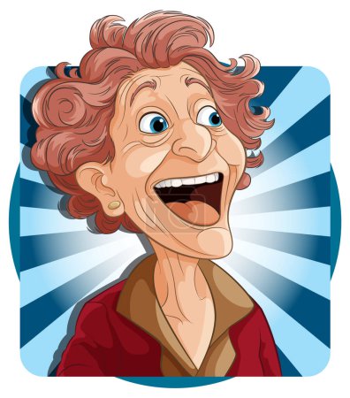 Vector illustration of a happy, smiling elderly woman.