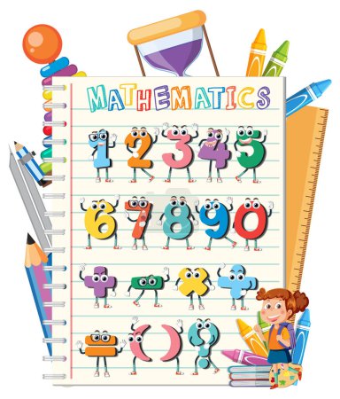 Cartoon kids and numbers in a fun math class.