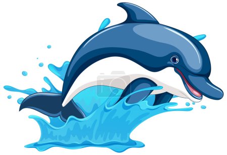 Vektor-Illustration eines spielerischen Delfinsprungs.