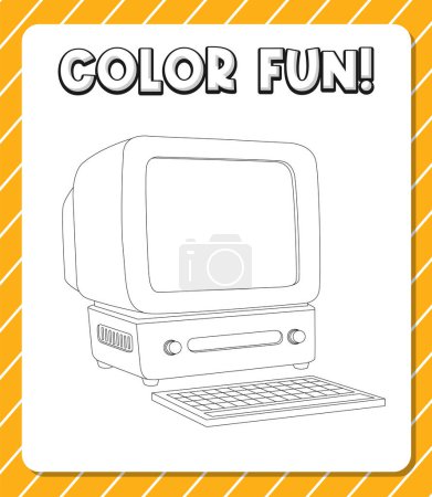 Old-fashioned computer ready for coloring fun.