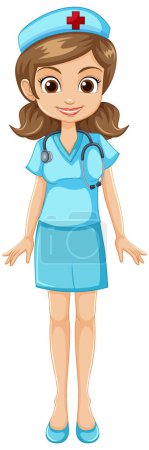 Téléchargez les illustrations : Illustration vectorielle d'une infirmière souriante. - en licence libre de droit