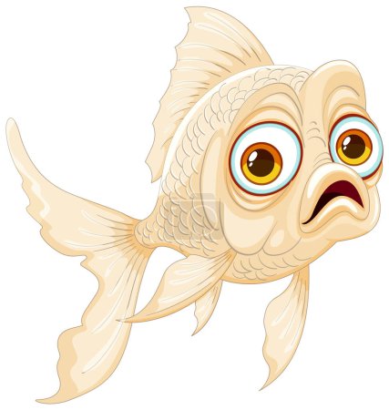 Téléchargez les illustrations : Vecteur coloré et détaillé d'un poisson rouge surpris. - en licence libre de droit