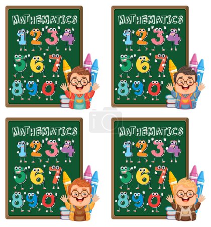 Colorida ilustración educativa para el aprendizaje matemático de los niños