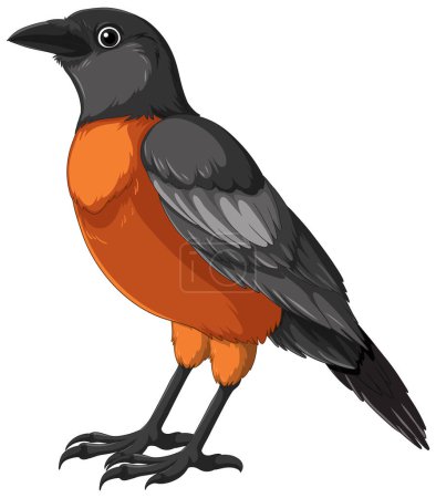 Ilustración de Arte vectorial detallado de un pájaro robin vibrante. - Imagen libre de derechos