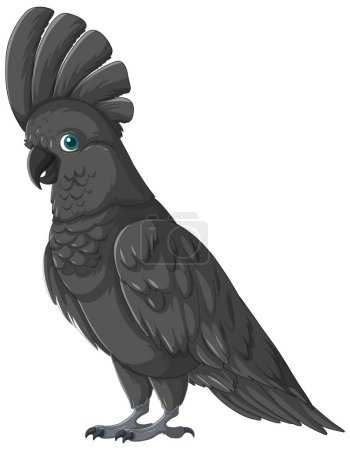 Illustration for Gray cockatoo with a prominent crest illustrated. - Royalty Free Image
