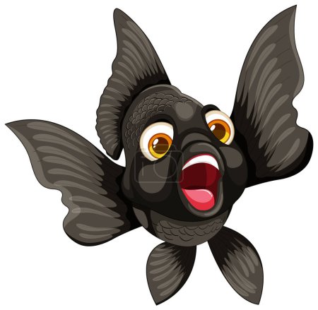 Illustration vectorielle d'un joyeux poisson rouge noir.