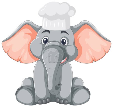 Illustration for Cute elephant wearing a chef's hat illustration - Royalty Free Image
