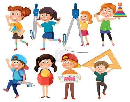 Illustration of kids with tools and creative projects