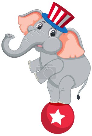 Karikatur-Elefant balanciert auf Zirkusball