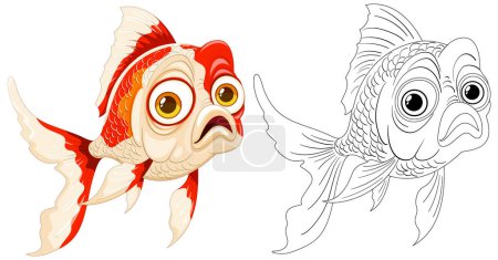 Ilustración de Ilustración vectorial de un pez dorado de arte de color y línea. - Imagen libre de derechos