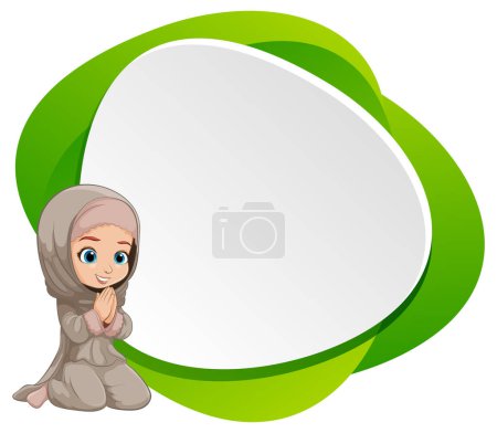 Karikatur eines Mädchens im Hijab neben einer leeren Blase