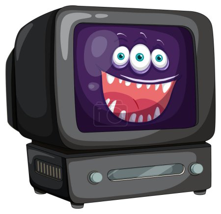 Illustration for Colorful monster smiling on an old TV screen - Royalty Free Image