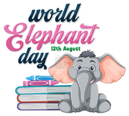 Niedlicher Elefant mit Büchern zum Welt-Elefanten-Tag
