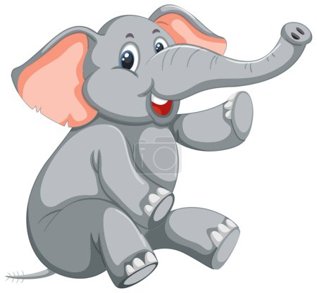 Illustration for Vector illustration of a joyful, sitting elephant - Royalty Free Image