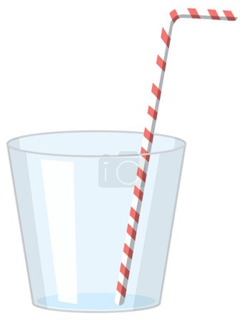 Clear glass filled with water and a red striped straw