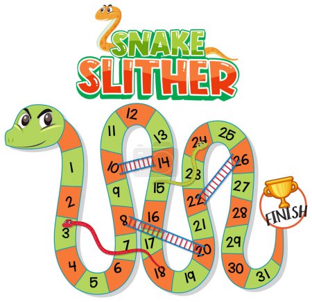 Illustration for Colorful snake-themed board game with numbers - Royalty Free Image