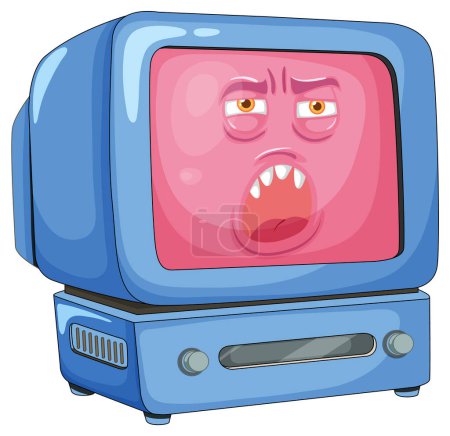 Ilustración vectorial de una televisión de dibujos animados enojada