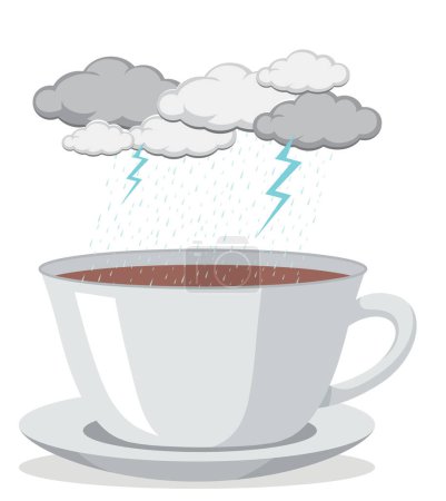 Téléchargez les illustrations : Illustration vectorielle d'une tempête autour d'une tasse à café - en licence libre de droit