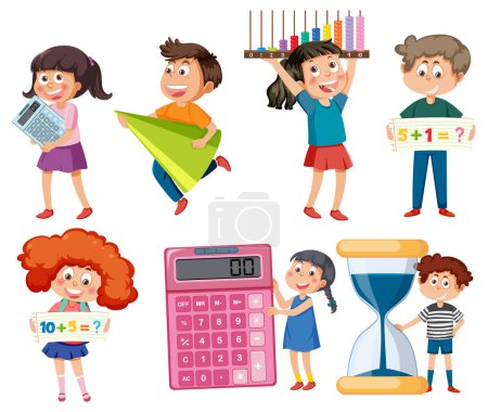 Kids learning math and time management skills