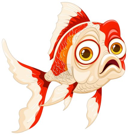 Colorful goldfish with wide eyes and fins