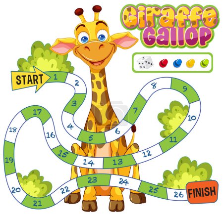 Ilustración de Colorido juego de mesa para niños con jirafa linda - Imagen libre de derechos