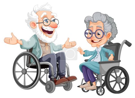 Téléchargez les illustrations : Heureux homme et femme âgés profiter du temps ensemble - en licence libre de droit