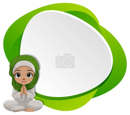 Ilustración de Ilustración vectorial de una niña en hijab meditando - Imagen libre de derechos