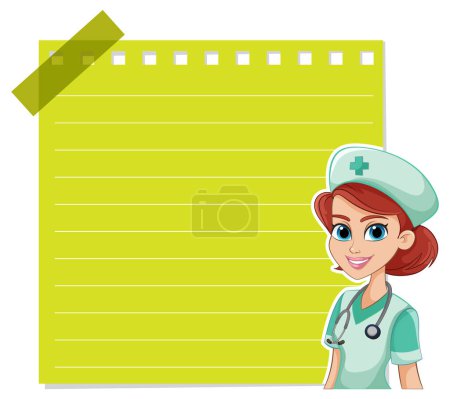 Ilustración vectorial de una enfermera sonriente sosteniendo un portapapeles